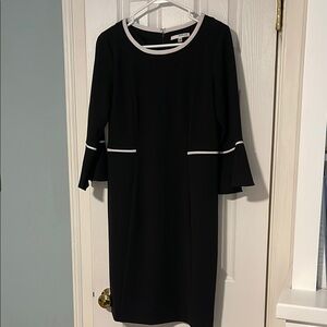 Studio One Black and White Sheath Dress with Bell Sleeves